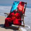 proof beach towel with a Joker character pattern - soft,absorbent,quick-drying,machine washable - perfect for swimming,camping,bathing