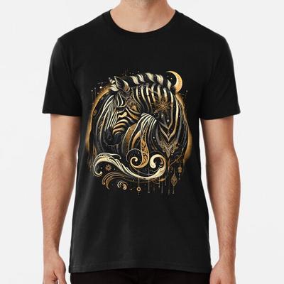 Golden Zebra Portrait: A Tapestry of Celesti S To 5XL Made In the AU/USA T-Shirt