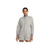 Solid Color Logo Embroidered Zip Front Ribbed Collar Long Sleeve Bodysuit Women Bodysuit Gray DQ6672-016