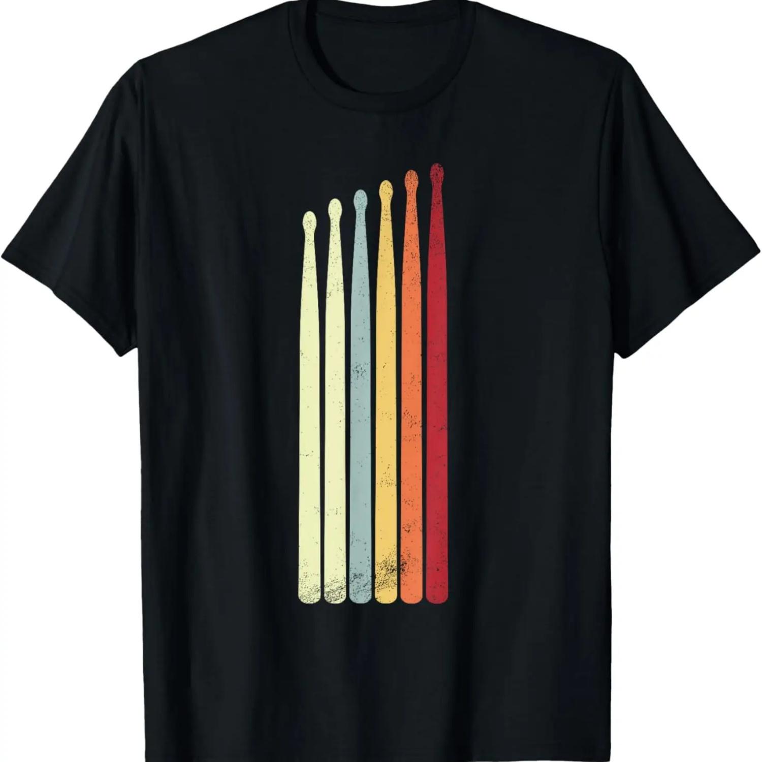 

Барабаны Барабанщик Группа Барабанная установка Ретро Винтаж Барабанная палочка 70-е 80-е Футболка XXXXXL чёрный