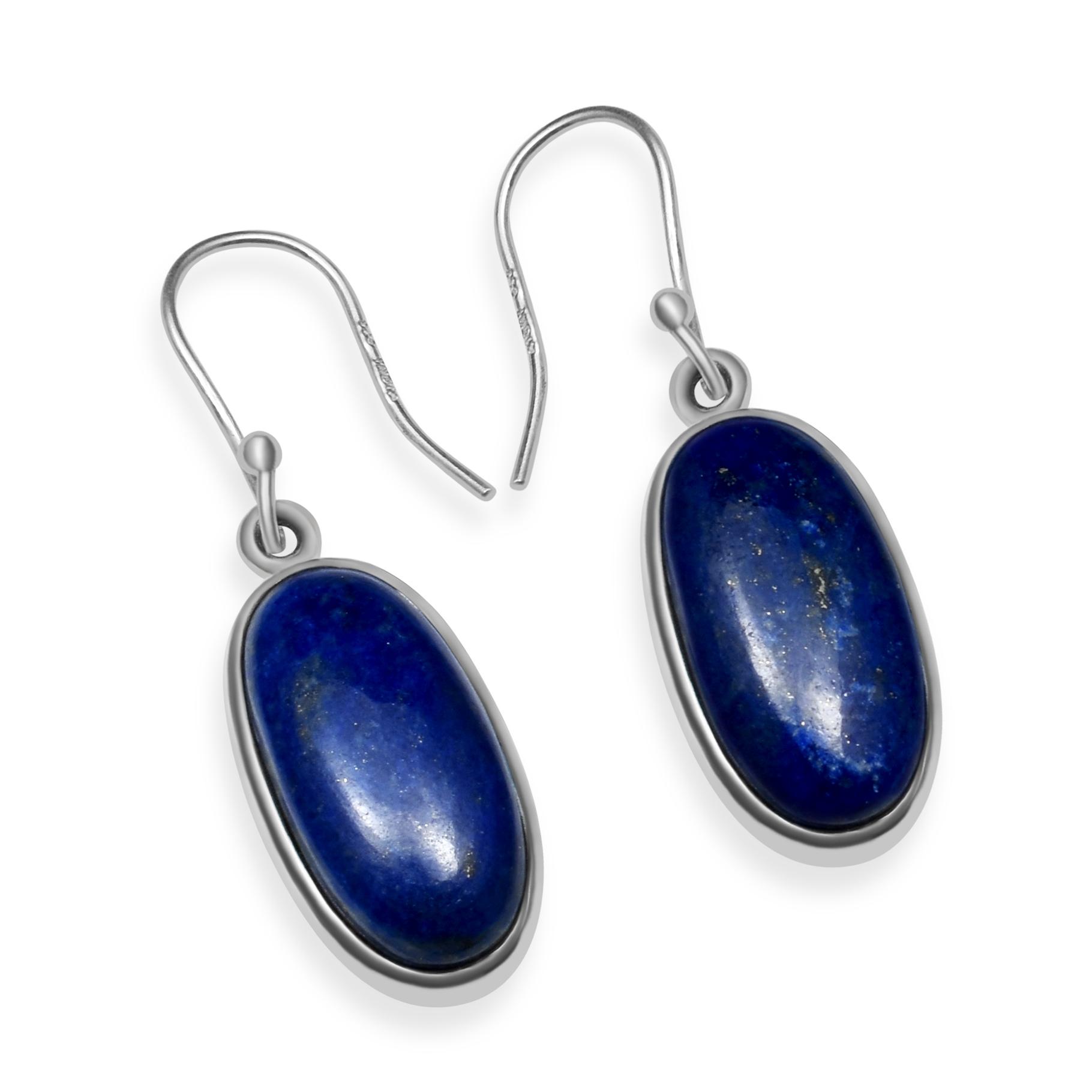 

Натуральный лазурит, драгоценный камень, стерлинговое серебро 925 пробы, серьги ручной работы овальной формы, висячие серьги для женщин и девочек