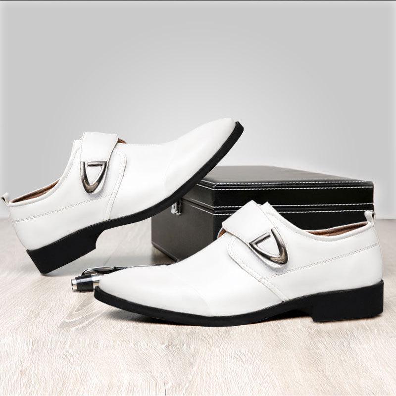 

Весна 2025 года, новые мужские деловые кожаные туфли, модный тренд в британском стиле, универсальная мужская обувь, повседневные мужские туфли 38 белый