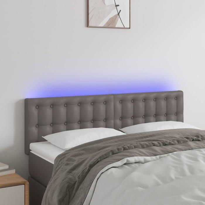 VidaXL Tête de Lit à LED Meuble de Chambre à Coucher Accessoire de Lit Double Tête de Cadre de Lit Intérieur Gris 3121706