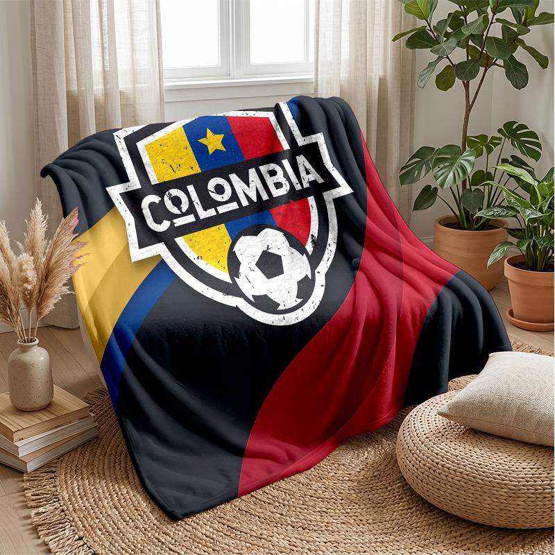 Colombia Football Printed Flannel Blanket Skin Friendly Warm Decorative Throw for Indoor Couch Bed Daily Use