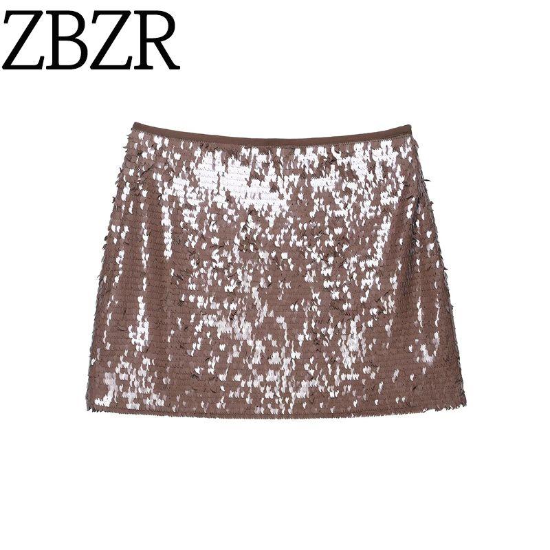 Za Export New Arrival Women's Clothing ZR Fashion Style French Fashion Sequin Easiest for Match Mini Skirt 3920104 700