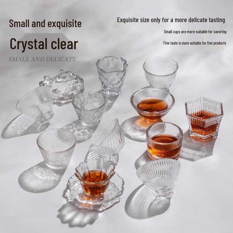 Zhaoran 60ml Hexagonal Striped Glass Tasting Cup
