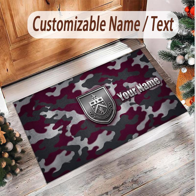 Tappeto in Velluto di Cristallo Personalizzato con Motivo Calcio Burnley Tappetino Antiscivolo per Pavimento