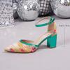 Cross-Strap Pointed-Toe Stiletto: Stylish, Versatile Chunky Heel Sandals - Comfortable European & American Design Women's Shoes