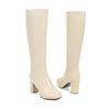 Plus Size 34-45 New Women Boots Zipper Thick High Heels Winter Simple Fashion Woman High Heel Warm Boots Knee High Botas