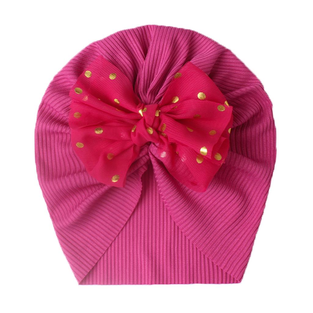 European & American Baby Ribbed Bow Hat - Polyester Pullover Cap