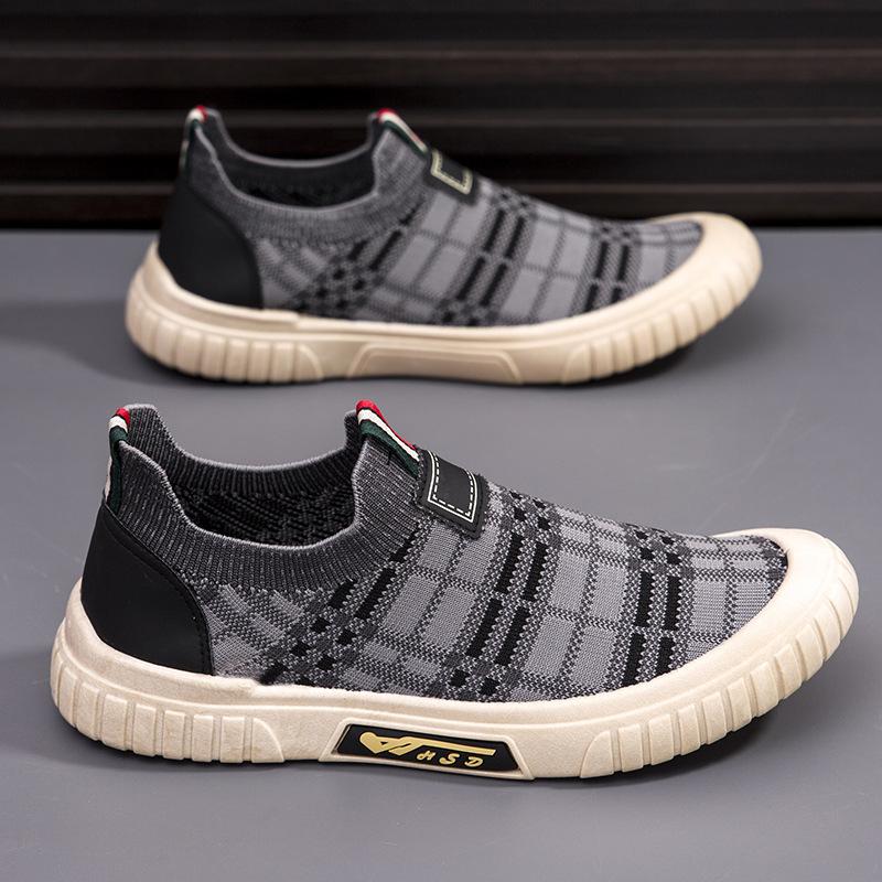 Canvas Shoes Men's Slip-on Loafers Trend Fashion All Match Plaid Casual Shoes Men's Shoes
