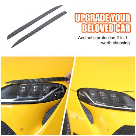 Soft Carbon Fiber Front Headlight Eyebrow Trim Sticker For Toyota Supra A90 19+
