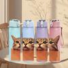1PC Cat Peeking Out Box Cute Print 750ml Color Plastic Sports Water Bottle Leakproof Flip Straw Lid Suitable for Sports Office Home Use