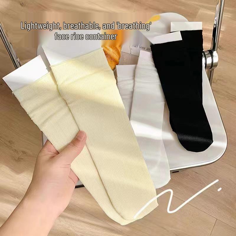 Women's Summer Ice Tube Socks – Thin Black & White Pile Stockings