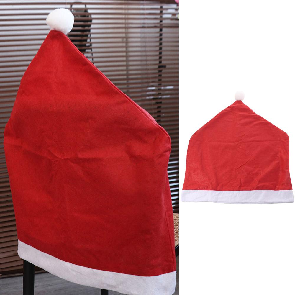 4pcs Soft Xmas Dinner Chair Seat Cover Solid Christmas Table Decor  Dress-up Props