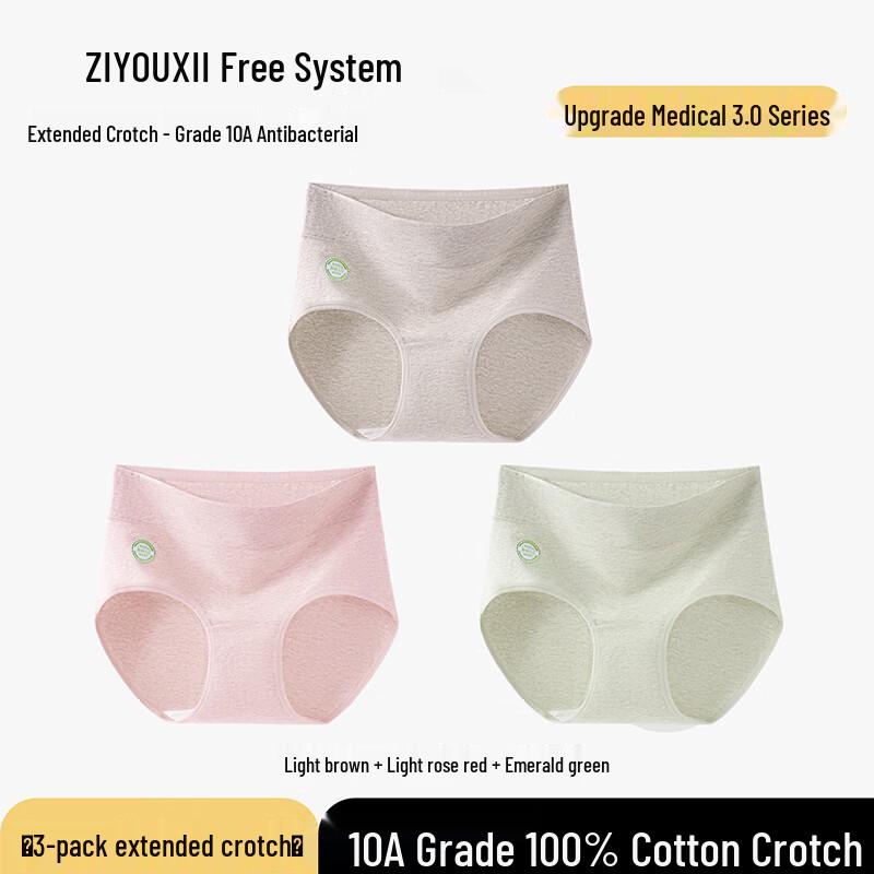 Women's Antibacterial Pure Cotton High-Waist Briefs