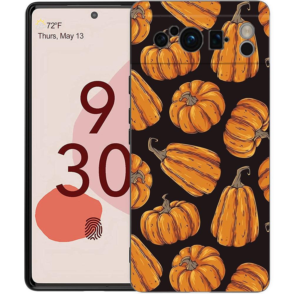 Autumn Leaves Fall Fox Pumpkin Halloween Phone Case For Google Pixel 8 A 7 6 Pro 6A 5G Black Soft Back Cover Silicone TPU Shell