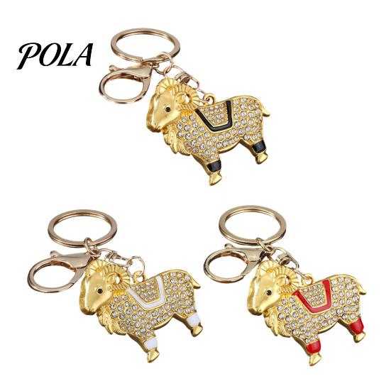Durable Metal Keychain Zodiac with Rhinestones, Sheep Design Bag Pendant, Chinese New Year Lucky Key Charm Charm, Feng Shui Ornament for Car