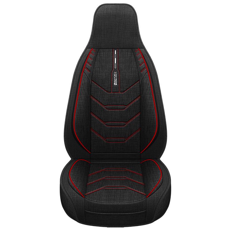 Universal All-Season Linen Car Seat Cushion - Breathable, Full Surround for Five-Seaters