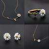 Asymmetric Daisy Flower Jewelry In Silver Tone For Women And Gift Giving