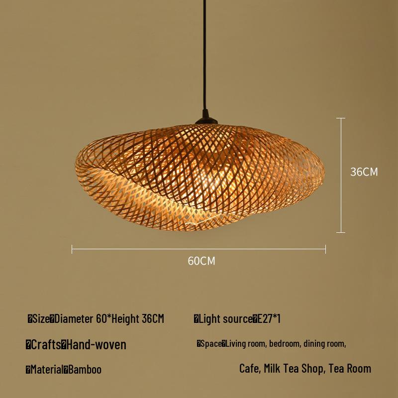 A8L Bamboo Pendant Lamp: New Chinese Zen Style, Rattan Woven Design, Ideal for Tea Rooms, Dining Areas & Teahouses with Japanese Antique Touch.