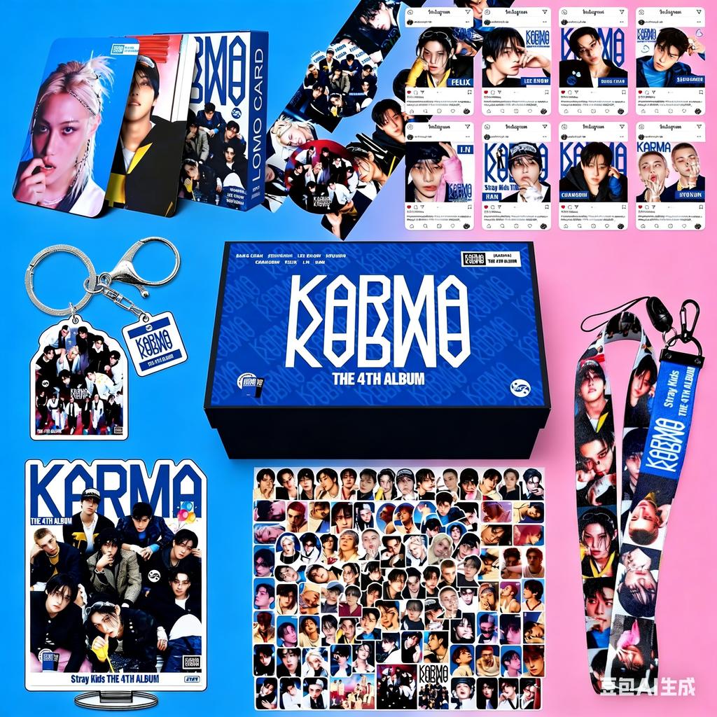 Skzoo Popular Sell Stray Kids Present Case Skz Karma Album Do It Felix Hyunjin Merchandise Kit Key Ring Small Card Decals Pack Fan Present