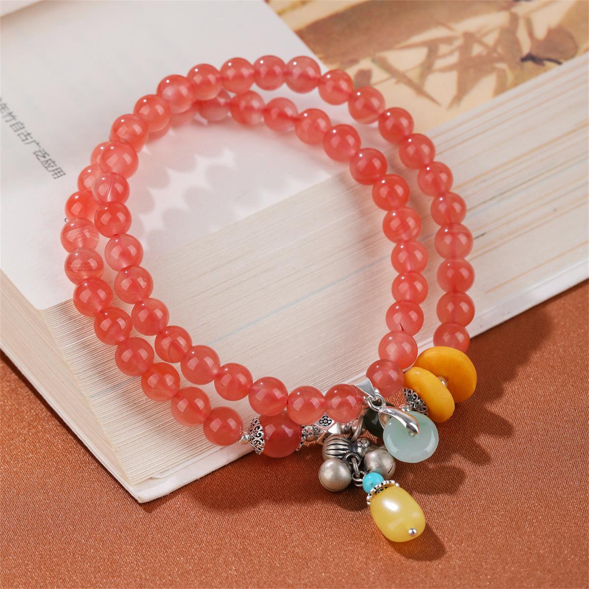 

Натуральный южно-красный браслет из двухкруговой тыквы Южно-красный многокруговой браслет из тыквы