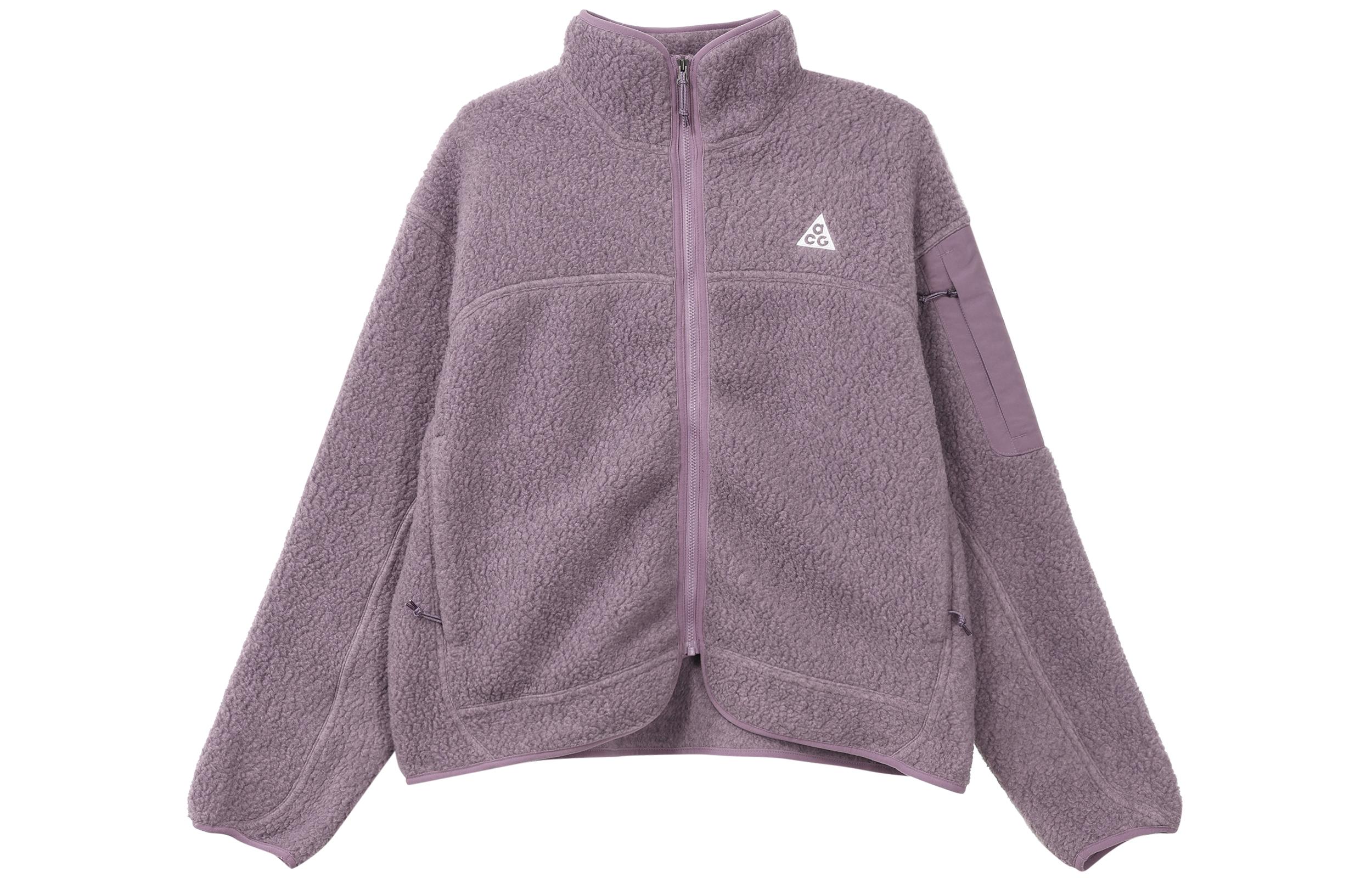 Nike Fleece Tops Women s Violet Stand Collar Moderate FB8007-536 XXL