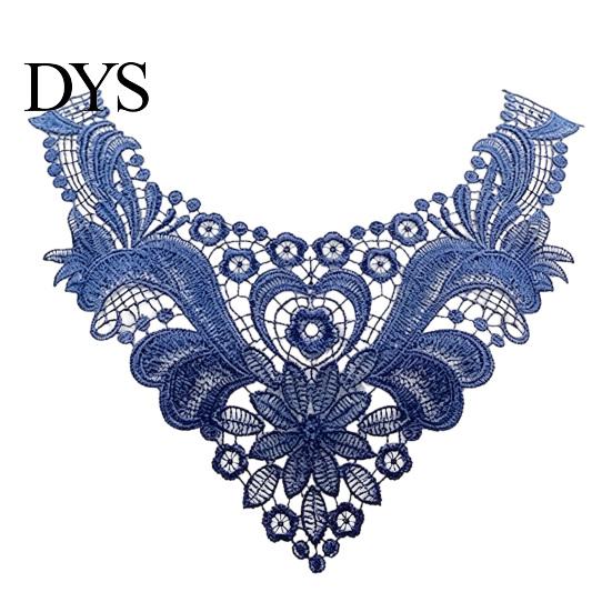Fashion Neckline Enhancement Floral Lace Collar Insert, Embroidery V-neck Applique, Elegant Sew on Applique Hollow Petal Design, Polyester Decorative