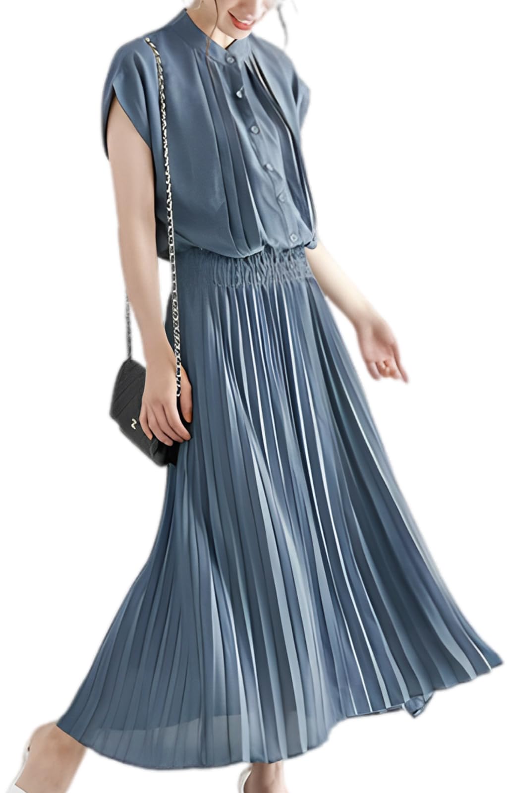 

Нейман от расклешенного платья с присборенной талией и подходящей блузкой и Размер L для весны и Идеально для и сочетающийся с их и Идеально для синий