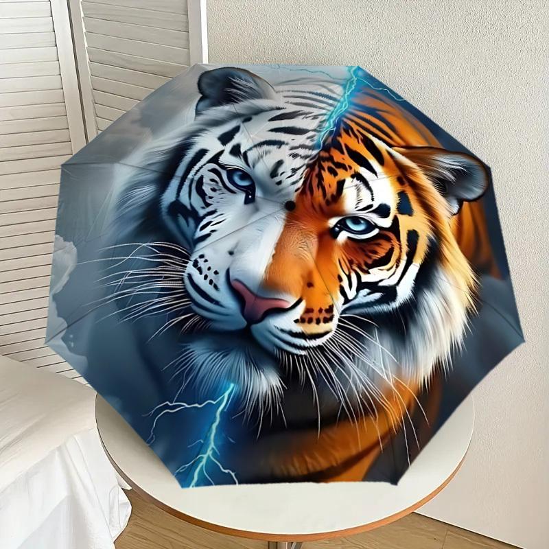 1pc Tiger Face Automatic Open/Close Umbrella, Folding Compact Umbrella with Lightweight Design for Women/Menyy251028188