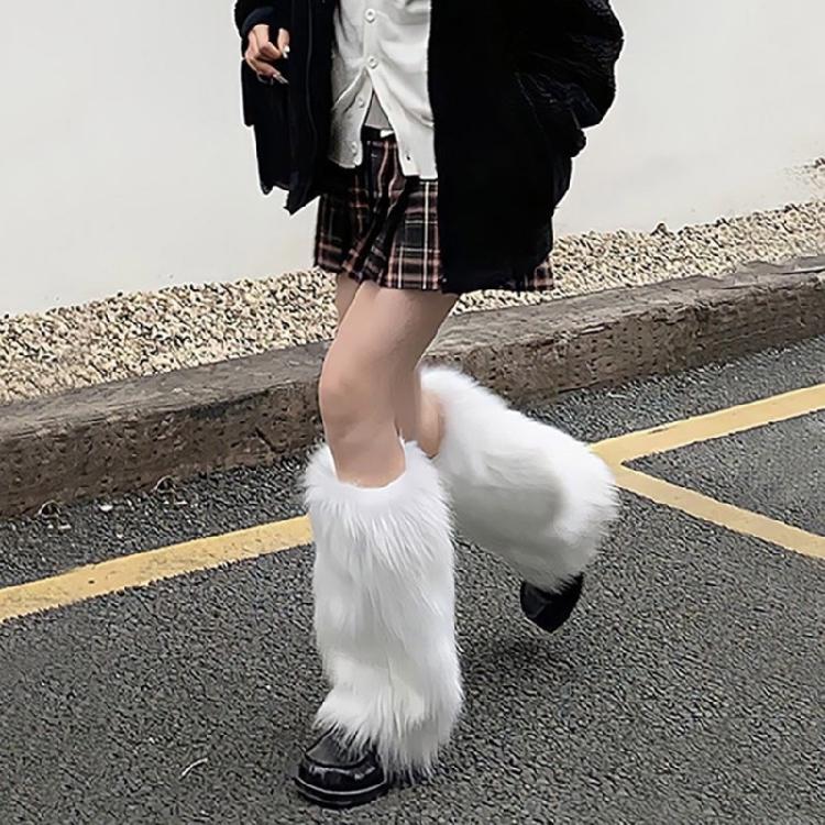 Faux Furs Leg Warmer,Y2K Warm Cozy Fuzzy Leg Warmer Boot Cuffs Cover for Womens