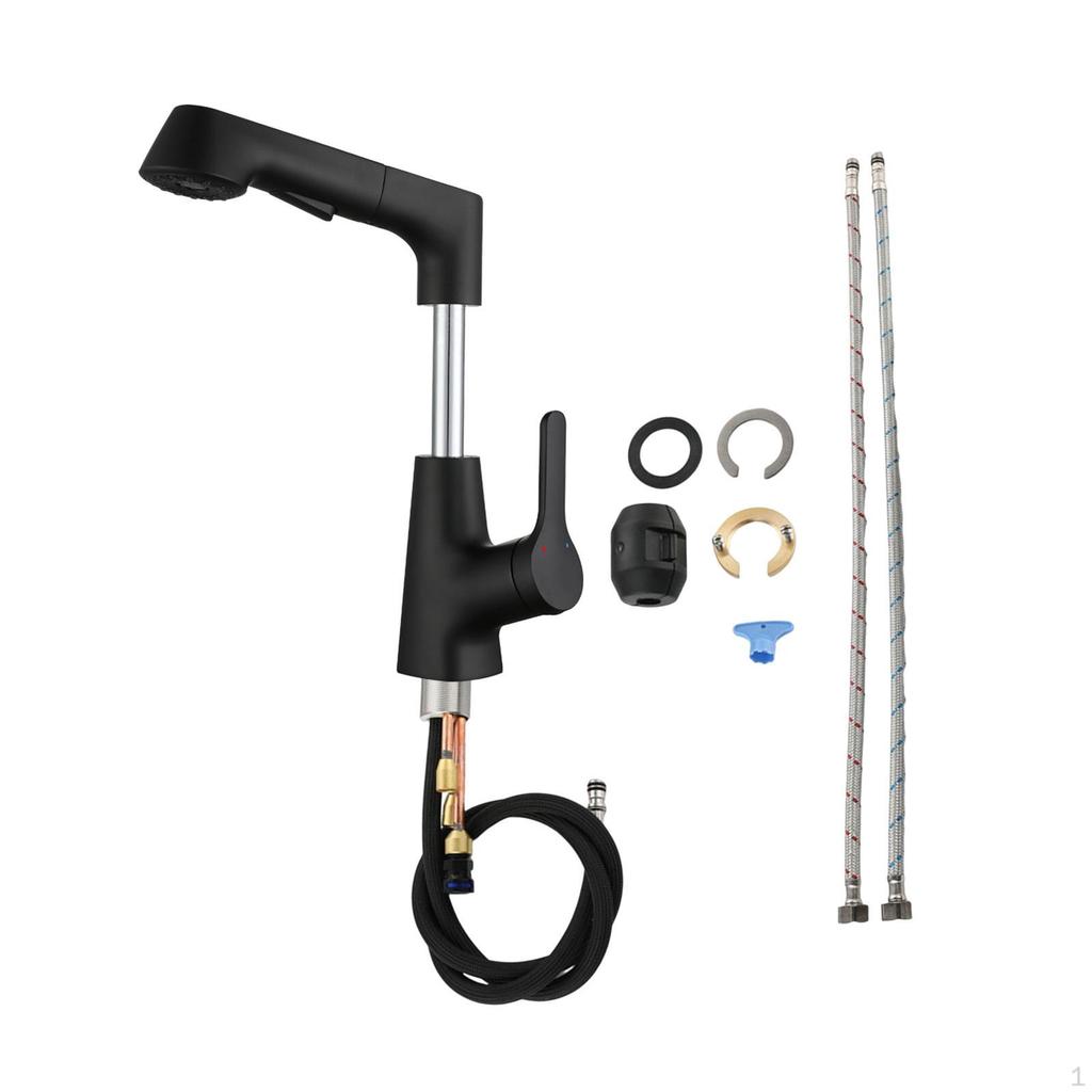 Bathroom Sink Faucet with Pull Out Sprayer Kitchen Flexible 2 Water Modes,