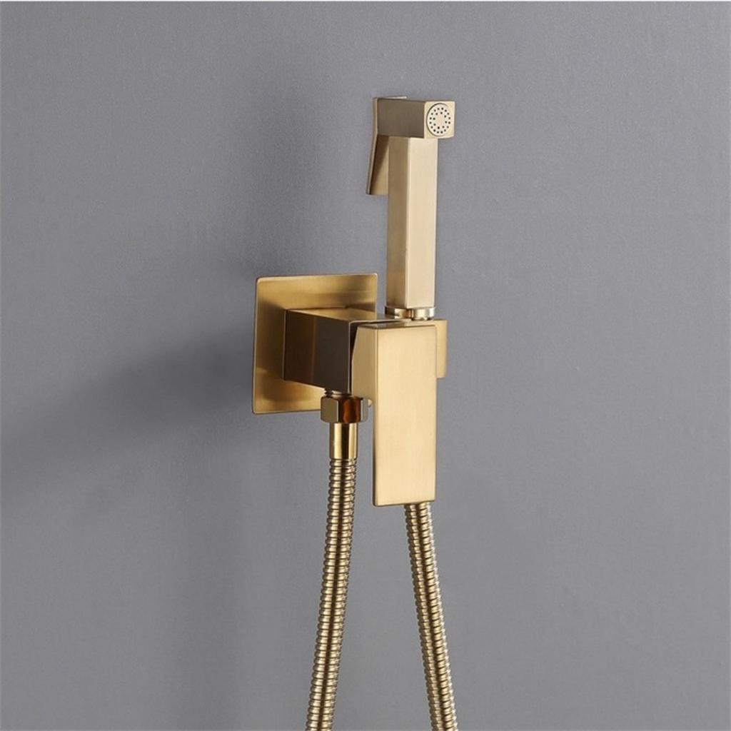 Brush Gold Spray Shower Handheld Bidet Sprayer Hot & Cold Brass Handheld Toilet Bidet Faucet Sprayer Shower Nozzle Self Cleaning