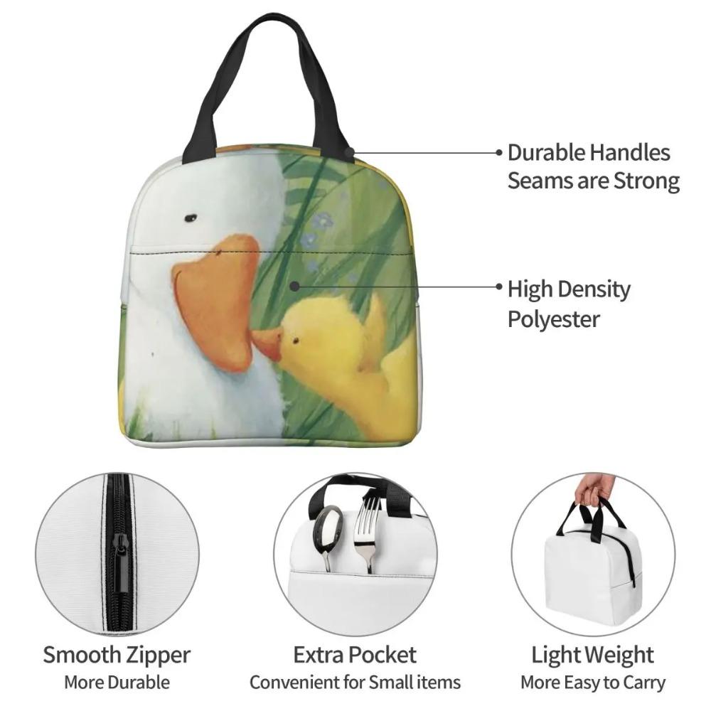 Duck Mom And Ducklings Cartoon Insulated Lunch Bag for Women Children Leakproof Food Boxes Thermal Lunch Box Tote