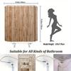 Natural Bamboo Fence Shower Curtain Smooth Texture Rustic Aesthetic Earthy Organic Bathroom Decor With 12 Hooks