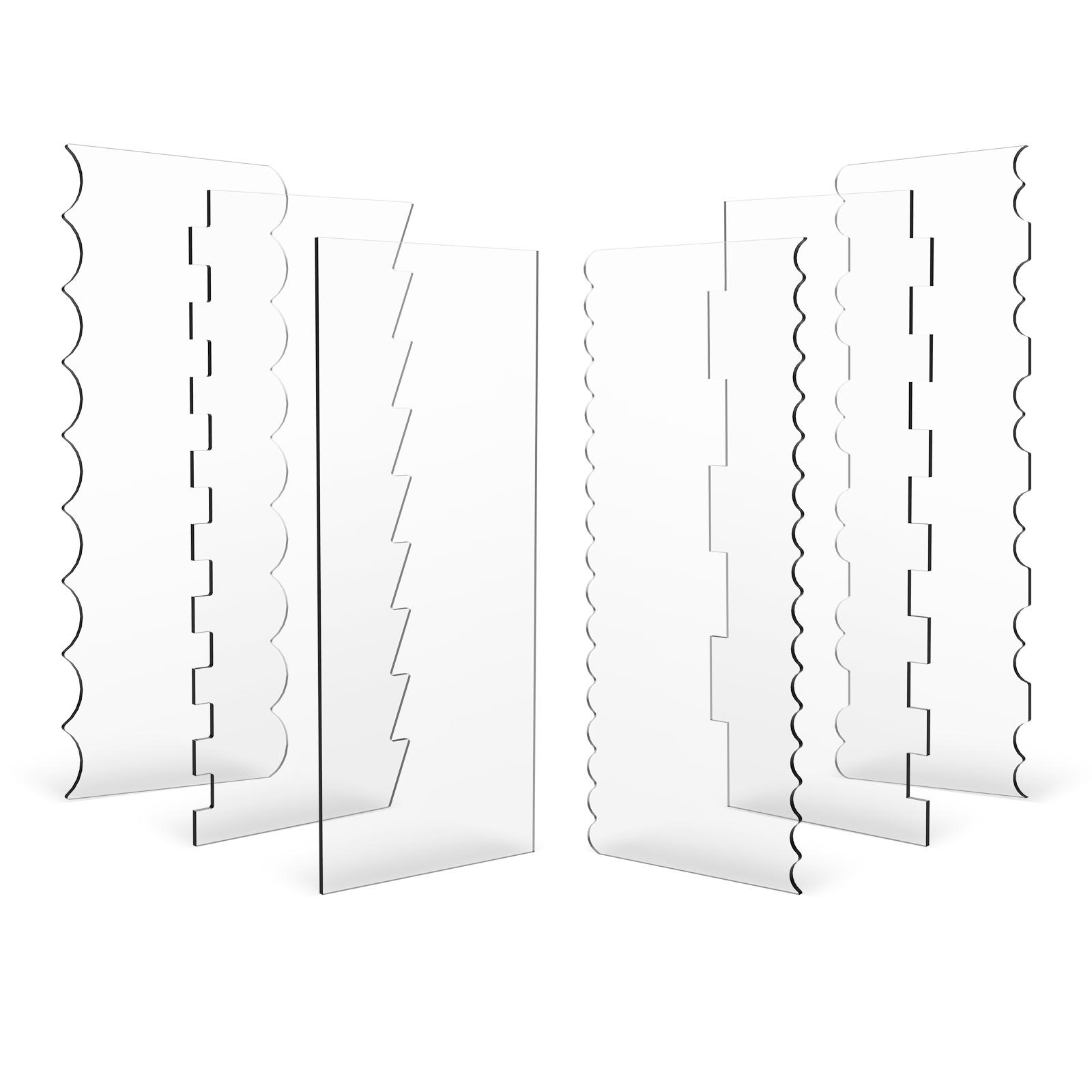 

6Pcs Acrylic Cake Scraper Set 11 Patterns Cake Edge Smoother Tool Cake Decorative Contour Scraper Cake Stripes Edge Contour Comb
