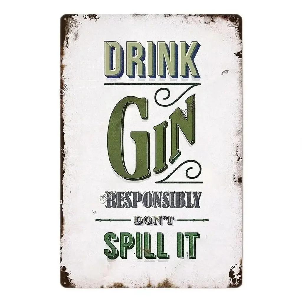 Plaque Metal Tin Signs Drink Gin Tonic Wall Decoration Vintage Art Posters Iron Painting for Man Cave Home Cafe Garden Club Bar