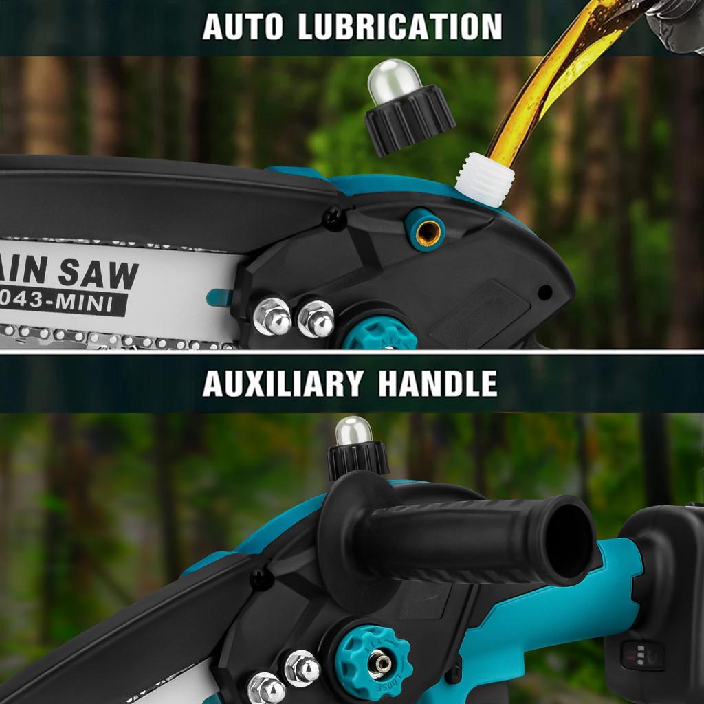 1500W-1999W 8 Inch Brushless Electric Chain Saw with Oil Can Cordless Handheld Pruning Chainsaw Portable Woodworking Cutting Power Tools