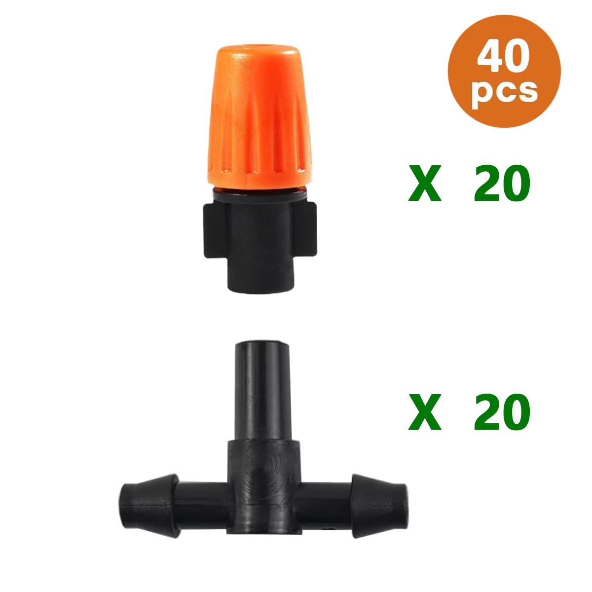 

1/4 Inch Drip Emitter Irrigation Drippers Misting Nozzles Adjustable Micro Spray Irrigation Emitters for Garden Irrigation 40PCS
