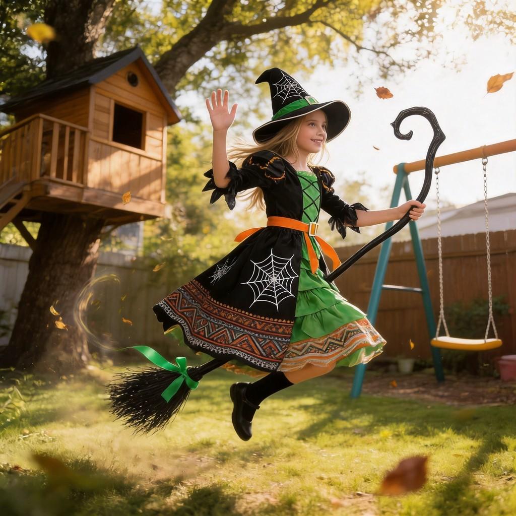 Game Themed Girl Witch Costume Set With Mesh Fabric For Childrens Cosplay Fun