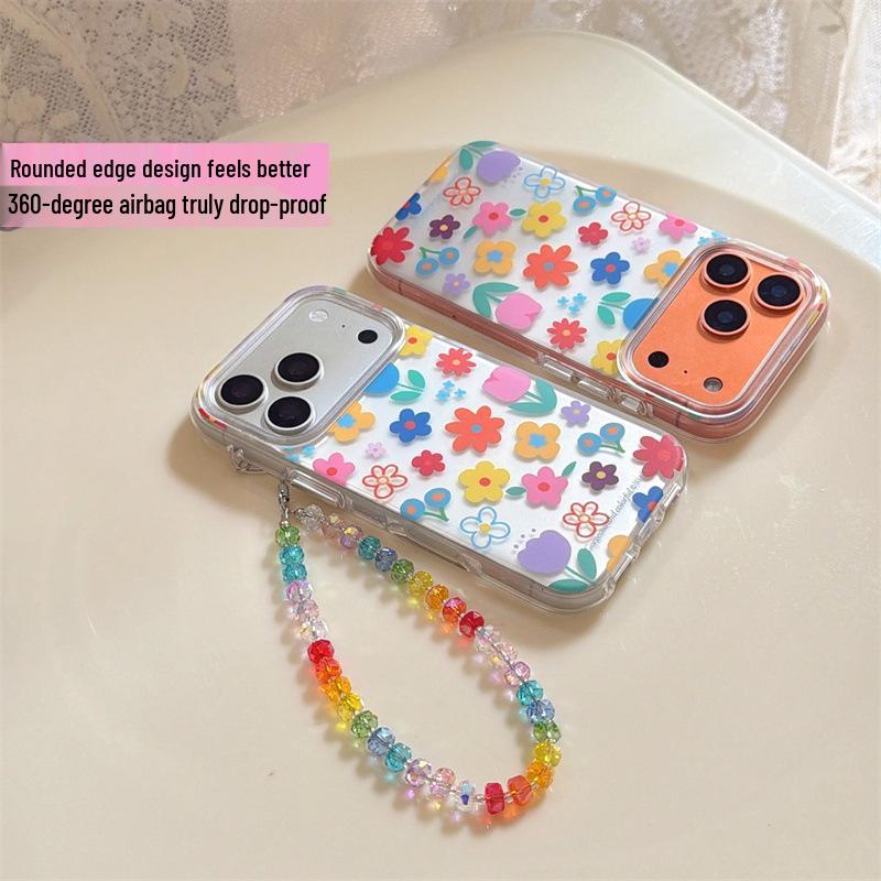 Spring Fresh Flower Chain Case for iPhone 17, 16 Pro Max, 15, 14