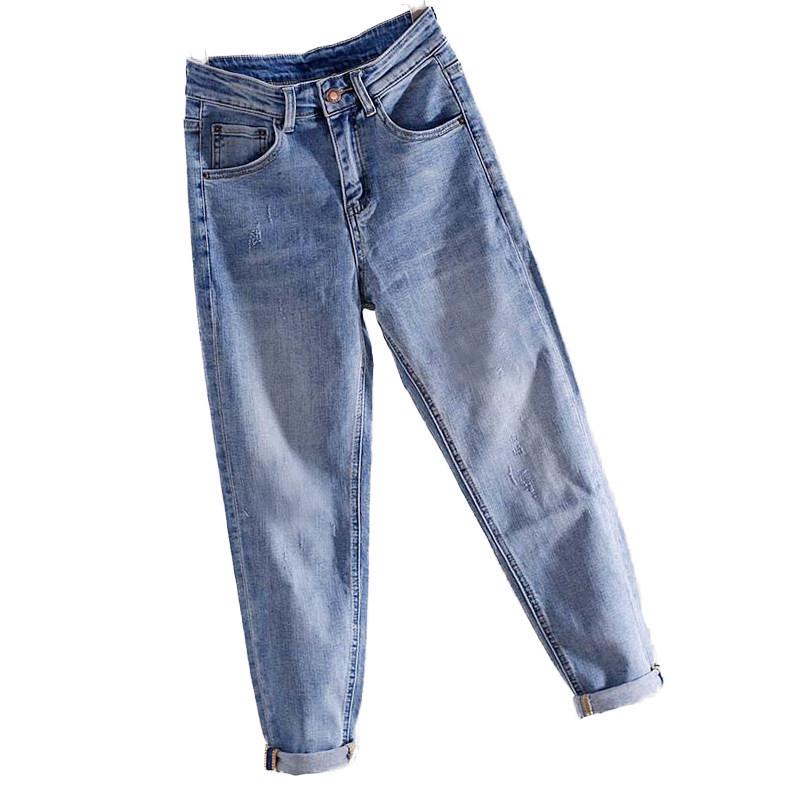 Unisex High-Waisted Korean Style Ripped Jeans: Slimming Nine-Point Harem and Small Leg Fit, 2026 Casual Fashion.