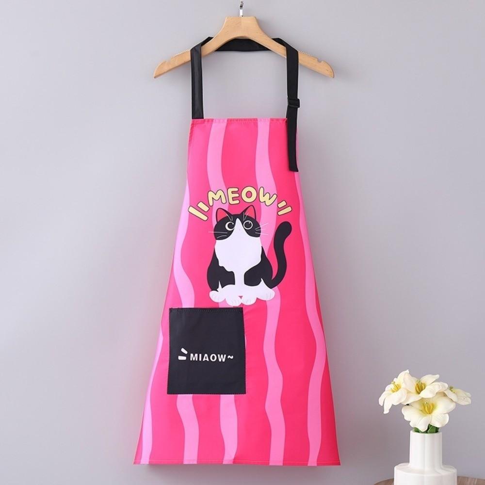 New Sleeveless Kitchen Aprons Cartoon Cats Canvas Cooking Apron Waterproof Adjustable Cafe Overalls for Cleaning
