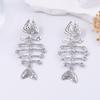 Seaside earrings temperament retro alloy cold wind light luxury fish bone earrings niche versatile commuter models