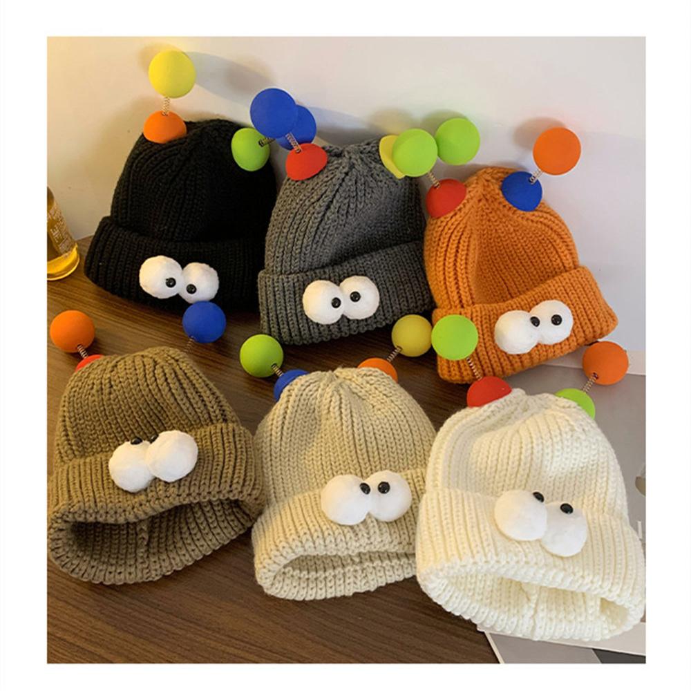 Big Eyes Woolen Hat Winter Warm Funny Short Thread Hip Hop Beanies Hat Women Men Boys Girls Elastic Knitted Skull Cap Headwear