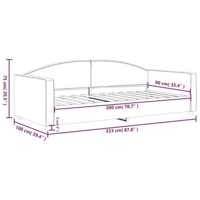 VidaXL Daybed Dark Grey 90x200 Cm Fabric 354112
