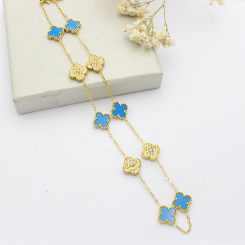 10 Flower Sweater Chain Double-sided Four-leaf Clover Necklace Accessible Luxuryfashion Flower Pendant Clavicle Chain Necklace