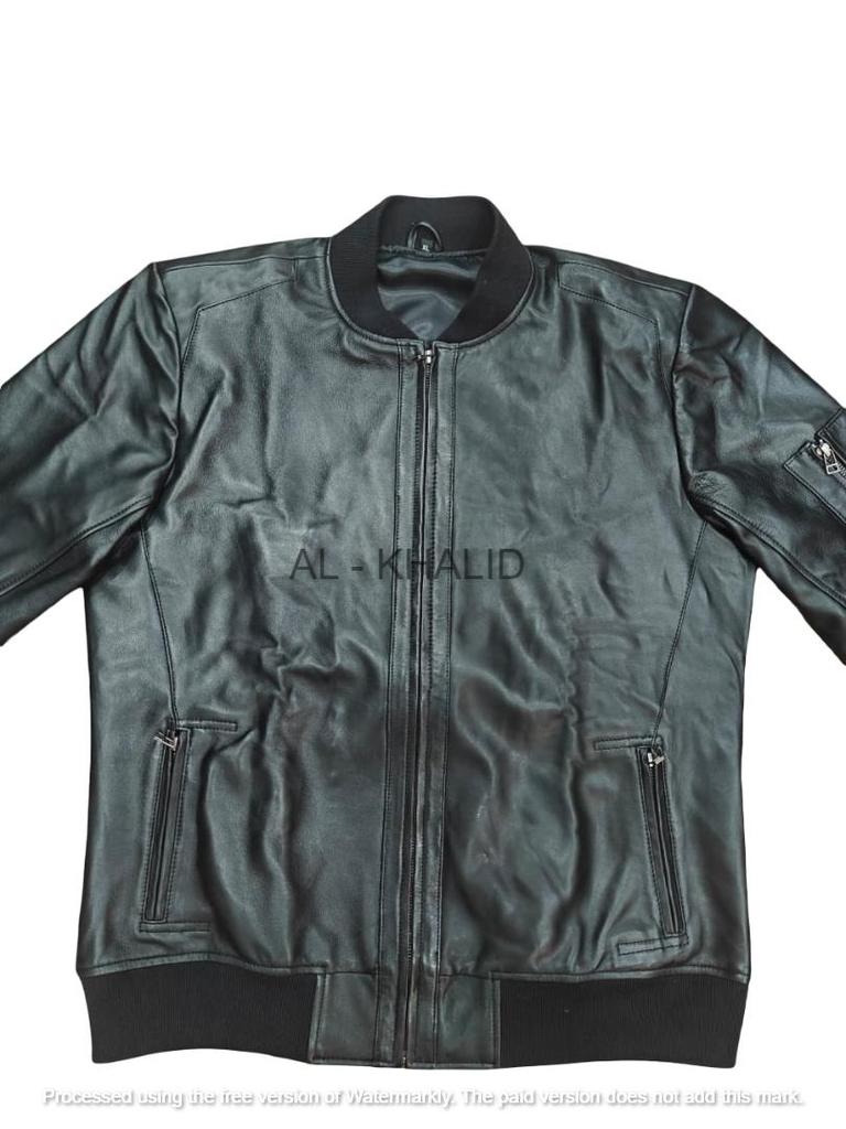 Chaqueta Bomber de Cuero para Hombre Negra Hecha a Mano Piel Genuina Suave de Cordero Motocicleta Biker Elegante