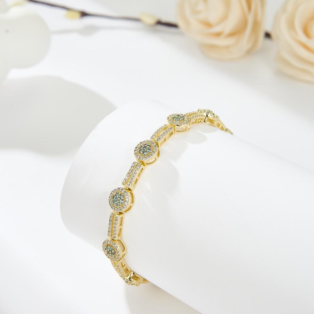 14K Gold Plated Fashion Tennis Bracelet 8mm Round Full Zircon Bracelets for Women